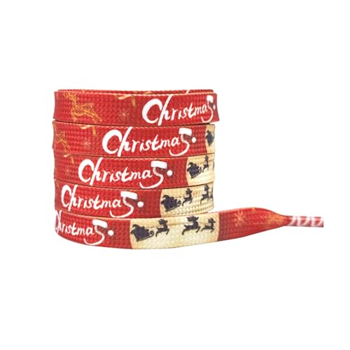 Elerevyo Flache Weihnachtsschnürsenkel für Erwachsene Männer Ihn Frauen Teenager Weihnachtsdekorationen Schuhbänder 1 Paar Weihnachten 9 160cm/63.0" von Elerevyo