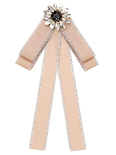 Elerevyo Vorgebundene Damen-Braunge, elegante Schleife, Fliege, Broschen, Khaki, Einheitsgröße Elerevyo Vorgebundene Damen-Braunge, elegante Schleife, Fliege, Broschen, Khaki, Einheitsgröße von Elerevyo