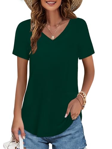 Elesomo Damen Tshirts Sommer Kurzarm Langes Shirt Oberteil Lässig Einfabrig Tunika, Armeegrün XXL Elesomo Damen Tshirts Sommer Kurzarm Langes Shirt Oberteil Lässig Einfabrig Tunika, Armeegrün XXL von Elesomo