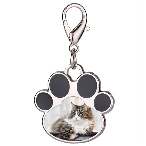 Eletizy Benutzerdefinierter Haustier-Foto-Schlüsselanhänger - Personalisierter Pfotenabdruck-Erkennungsmarken, Graviert - Für Tierliebhaber (Black Paw Print) Eletizy Benutzerdefinierter Haustier-Foto-Schlüsselanhänger - Personalisierter Pfotenabdruck-Erkennungsmarken, Graviert - Für Tierliebhaber (Black Paw Print) von Eletizy