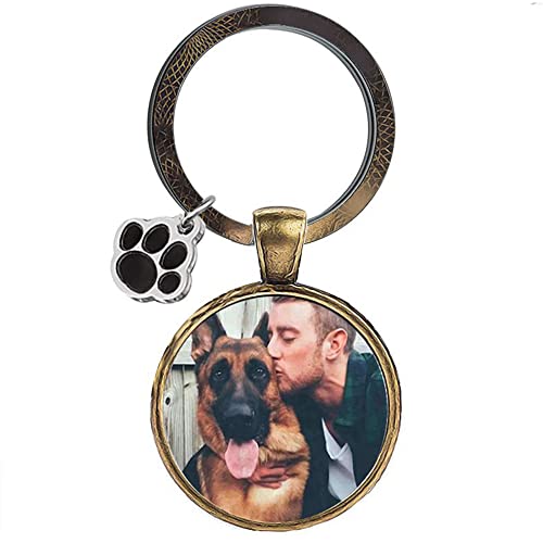 Eletizy Benutzerdefinierter Haustier-Foto-Schlüsselanhänger, personalisierter Foto-Pfotenabdruck-Erkennungsmarken-Schlüsselanhänger, gravierter Schlüsselanhänger, Tierliebhaber (Bronze) von Eletizy