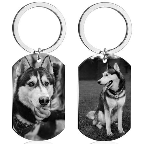 Eletizy Personalisieren Sie den Edelstahl-Schlüsselanhänger mit Fototext. Ein- und doppelseitiger Individualisierungsanhänger mit Hundemarke und Foto-Schlüsselanhänger (Engrave-2 Sides Photo) von Eletizy