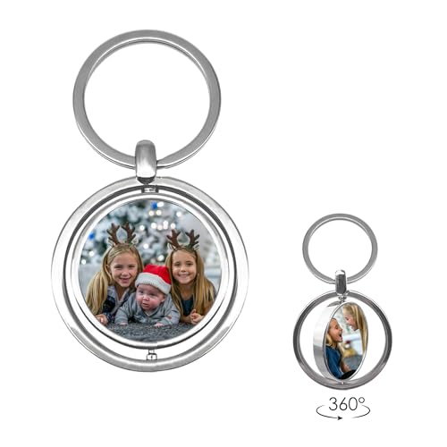 Eletizy Personalisieren Sie den Edelstahl-Schlüsselanhänger mit personalisiertem Fototext. Ein- und doppelseitiger Individualisierungsanhänger mit Hundemarke und Foto-Schlüsselanhänger (Runde) von Eletizy