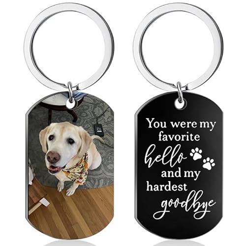 Eletizy Personalisieren Sie den Edelstahl-Schlüsselanhänger mit personalisiertem Fototext. Ein- und doppelseitiger Individualisierungsanhänger mit Hundemarke und Foto-Schlüsselanhänger (Schwarz) von Eletizy