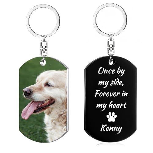 Eletizy Personalisieren Sie den Edelstahl-Schlüsselanhänger mit personalisiertem Fototext. Ein- und doppelseitiger Individualisierungsanhänger mit Hundemarke und Foto-Schlüsselanhänger (schwarz-01) von Eletizy