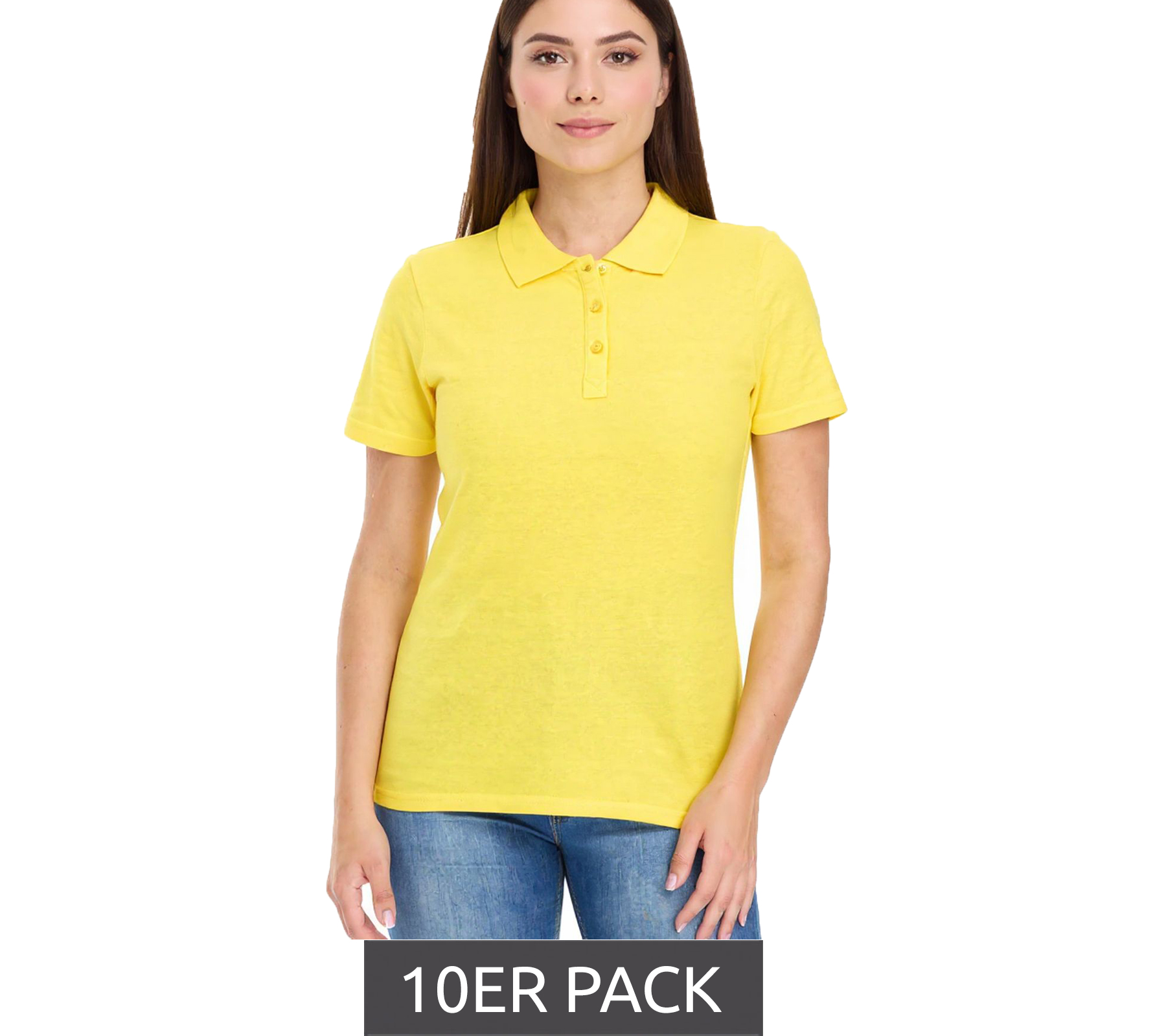 10er Sparpack ELEVATE Helios Damen Polo-Shirt Baumwolle Polo-Hemd Pique-Strick 180 g/m² 3810710 Gelb 10er Sparpack ELEVATE Helios Damen Polo-Shirt Baumwolle Polo-Hemd Pique-Strick 180 g/m² 3810710 Gelb von Elevate