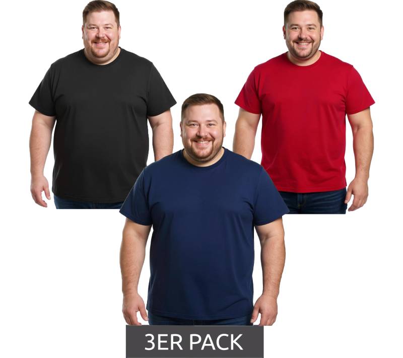 3er Sparpack ELEVATE Heros Herren T-Shirt auch in 4XL & 5XL schlichtes Baumwoll-Shirt 150 g/m2 Basic-Shirt Unterzieh-Shirt Große Größen Rot, Schwarz oder Navy von Elevate
