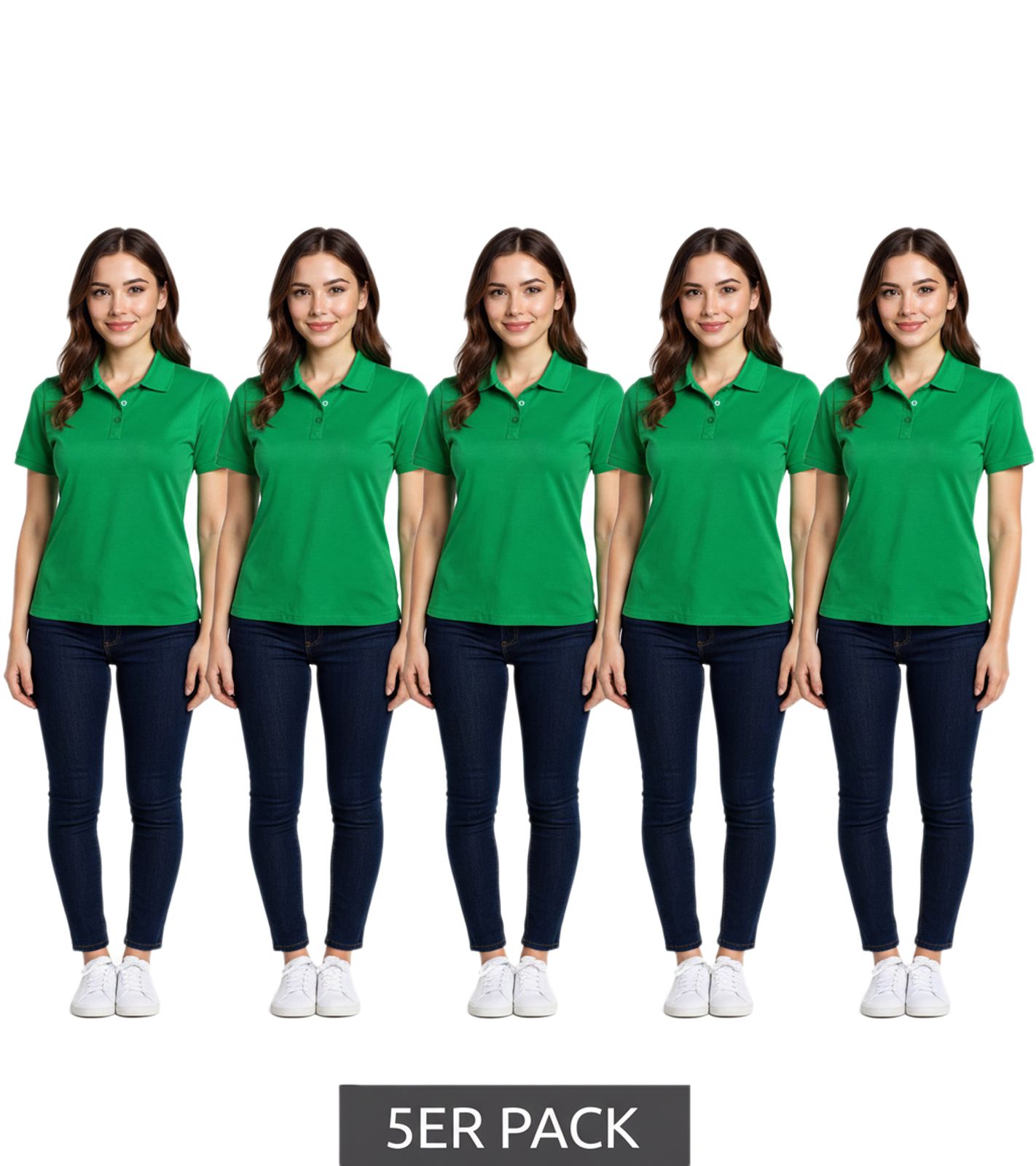 5er Pack ELEVATE Helios Damen Polo-Shirt Baumwolle Polo-Hemd Pique-Strick 180 g/m² 3810769 Grün von Elevate