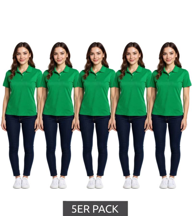 5er Pack ELEVATE Helios Damen Polo-Shirt Baumwolle Polo-Hemd Pique-Strick 180 g/m² 3810769 Grün von Elevate