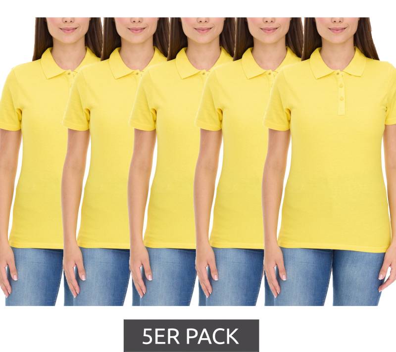 5er Sparpack ELEVATE Helios Damen Polo-Shirt Baumwolle Polo-Hemd Pique-Strick 180 g/m² 3810710 Gelb von Elevate