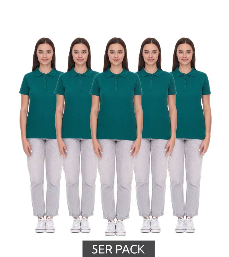 5er Sparpack ELEVATE Helios Damen Polo-Shirt Baumwolle Polo-Hemd Pique-Strick 180 g/m² 3810760 Forest Dunkel-Grün von Elevate