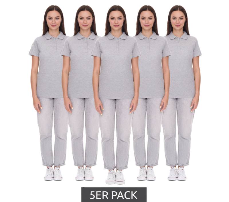 5er Sparpack ELEVATE Helios Damen Polo-Shirt Baumwolle Polo-Hemd Pique-Strick 180 g/m² 3810794 Grau von Elevate