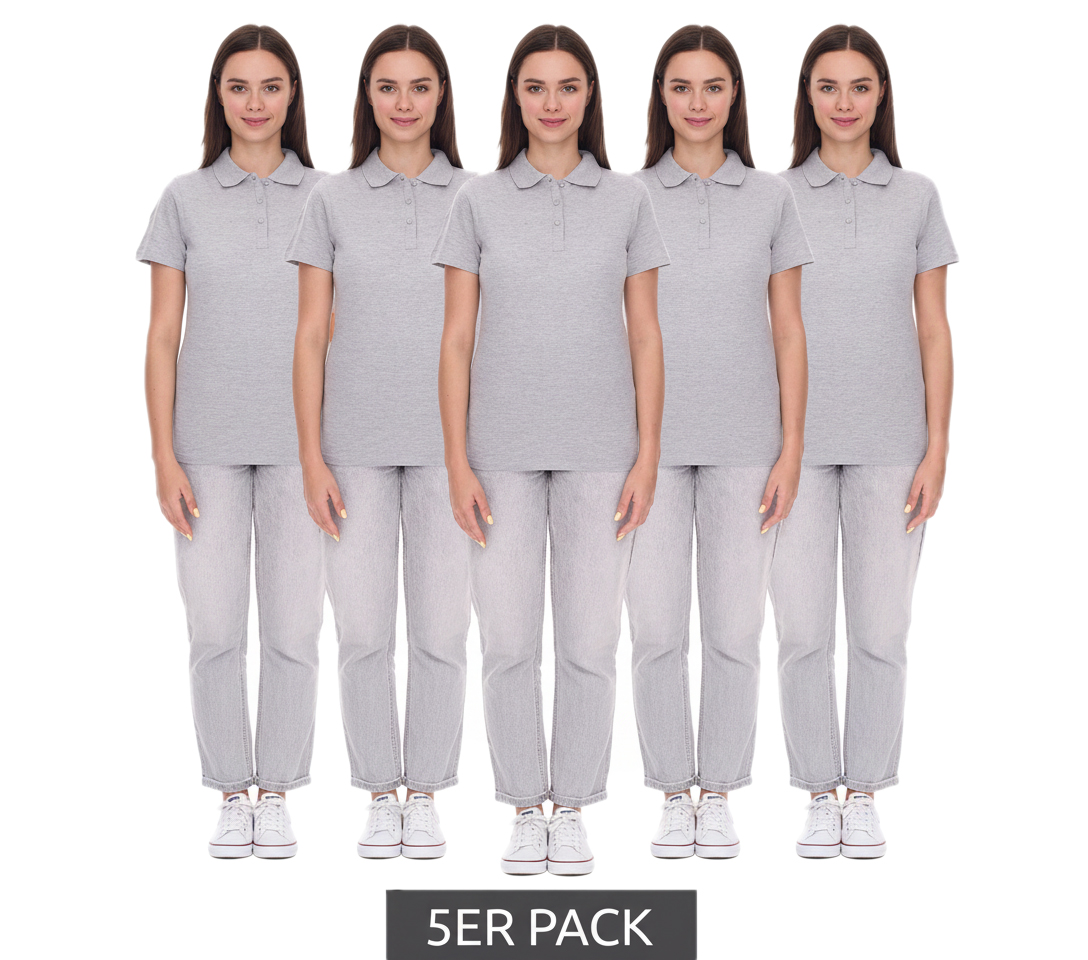 5er Sparpack ELEVATE Helios Damen Polo-Shirt Baumwolle Polo-Hemd Pique-Strick 180 g/m² 3810794 Grau von Elevate