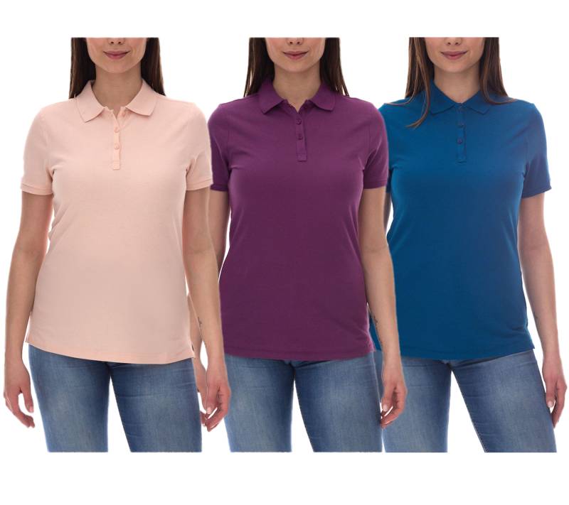 ELEVATE Calgary Damen Polo-Shirt Baumwolle Polo-Hemd Pique-Strick 200 g/m² Rosa-Blush, Lila oder Blau von Elevate