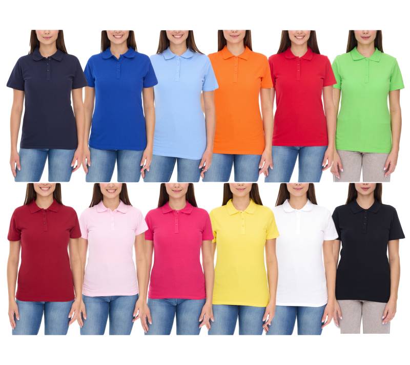 ELEVATE Helios Damen Polo-Shirt Baumwolle Polo-Hemd Pique-Strick 180 g/m² 38107 in Weiß, Rot, Blau, Gelb, Pink, Orange, Grün oder Schwarz von Elevate