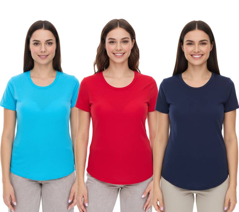 ELEVATE Jade Damen T-Shirt nachhaltiges Kurzarm-Shirt 160 g/m2 Basic-Shirt Unterzieh-Shirt Hellblau, Navy oder Rot von Elevate