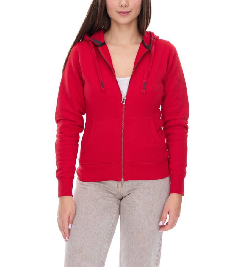 Elevate Arora Damen Sweat-Jacke mit Kapuze 300 g/m2 schlichte Baumwoll-Jacke Pullover 3821225 Rot von Elevate