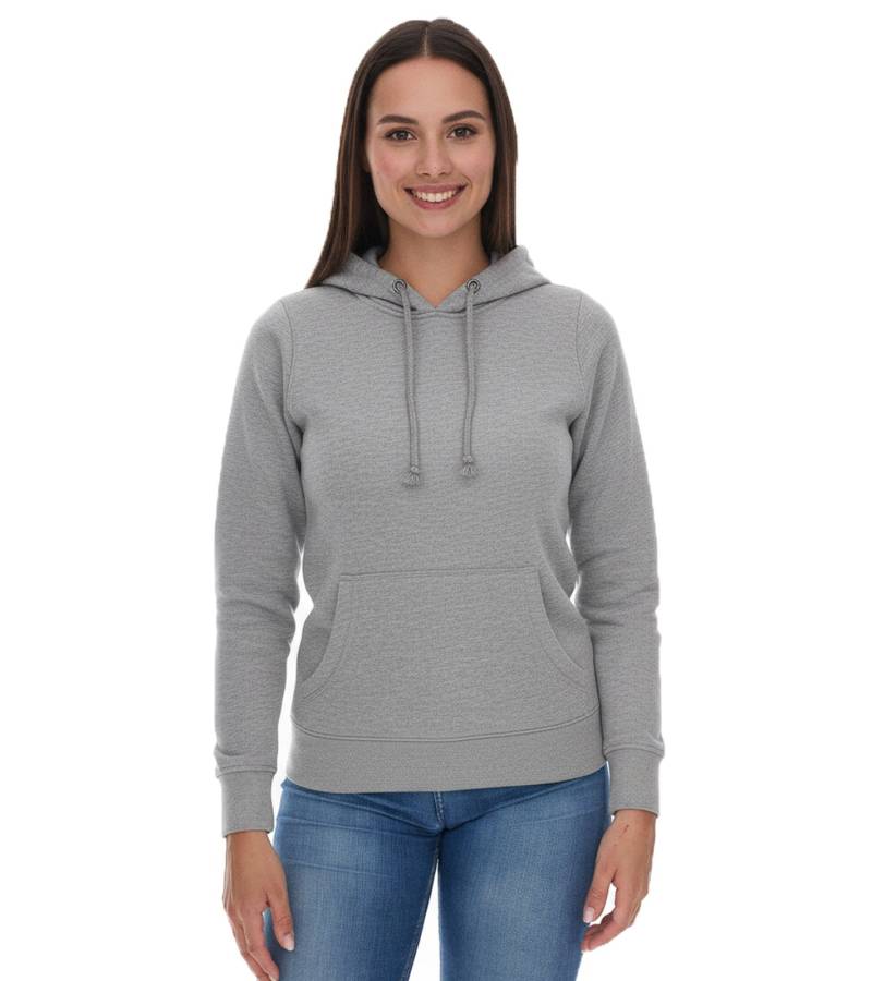 Elevate Charon Damen Hoodie schlichter Baumwoll-Pullover mit Kängurutasche Sweater 3823480 Grau von Elevate