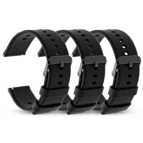 ElevateTech 3 Stück 22 mm Uhrenarmbänder Aus Silikon Mit Schnellverschluss Silikon Uhrenarmband Mit Ersatzbänder Uhren Zubehör Wasserdicht Weiches Gummiarmband Sportarmband Herren Damen von ElevateTech