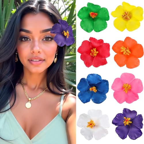 ElevateTech 8 Stück Hawaii Blumen Haarspangen für Frauen Plumeria-Haarspangen Hibiskus-Haarspangen Rosen-Haarspangen Haar-Accessoires für den Urlaub Strandparty Boho-Clips von ElevateTech