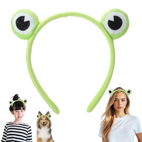 ElevateTech Elastisches Stirnband mit grünem Froschauge, Halloween Make-up-Stirnband Süßes Grünes Lustiges Frosch-StirnbandElastischer Turban Wickel Damen-Cartoon Süßes Korallenvlies Haar-Accessoires von ElevateTech