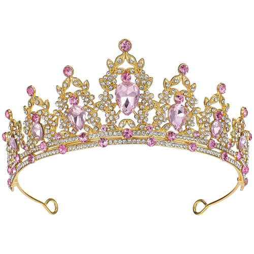 ElevateTech Krone für Damen,1 Stück Königinnenkrone Hochzeitskronen und Diademe mit Strasssteinen Kristallstirnband Haarschmuck Rosa Prinzessinnen-Diademe Geburtstagskrone für Hochzeits Abschlussball von ElevateTech
