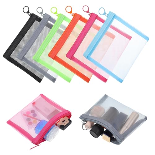 ElevateTech Mini-Reißverschlusstasche, transparente Netz-Reißverschlusstaschen, tragbare Nylon-Kosmetiktasche, wiederverwendbar, kleine Netztaschen, Reisebeutel, Organizer, Beutel für Geldbörse von ElevateTech