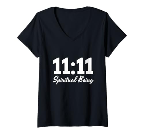 Damen Eleven 11 Spirituelles Sein 1111 Angel Time Synchronicity T-Shirt mit V-Ausschnitt Damen Eleven 11 Spirituelles Sein 1111 Angel Time Synchronicity T-Shirt mit V-Ausschnitt von Eleven 1111 Spiritual Being Manifest Synchronicity