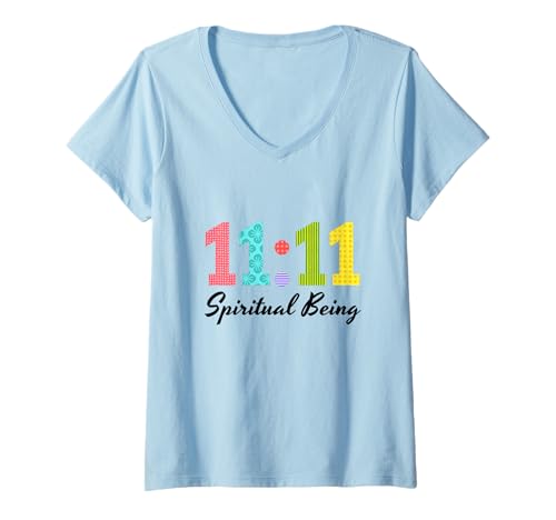 Damen Eleven 11 Spirituelles Sein 1111 Angel Time Synchronicity T-Shirt mit V-Ausschnitt Damen Eleven 11 Spirituelles Sein 1111 Angel Time Synchronicity T-Shirt mit V-Ausschnitt von Eleven 1111 Spiritual Being Manifest Synchronicity