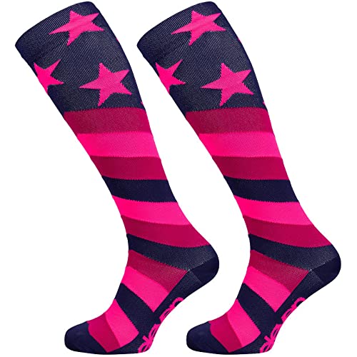 Eleven Sportswear Unisex lange Kompressionssocken, Sportsocken für verbesserte Blutzirkulation, Ausdauertraining und Wettkampf (as3, alpha, m, l, regular, regular, Sterne) von Eleven Sportswear