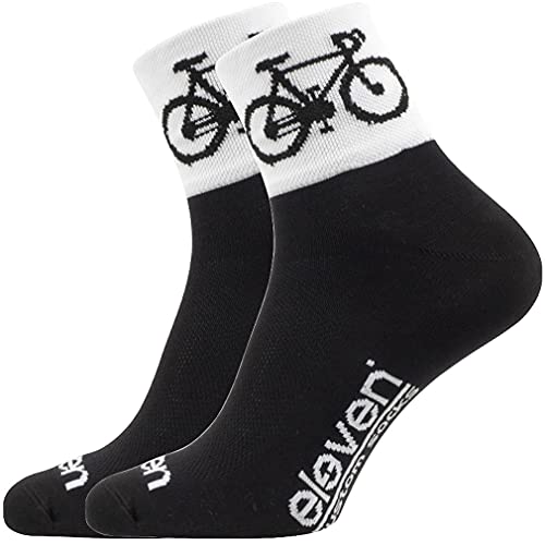 Socken mit Fahrrädern | funktionelle Sportsocken für Radfahren ELEVEN Howa | Road (Road Black & White, L (EU 42-45)) von Eleven Sportswear