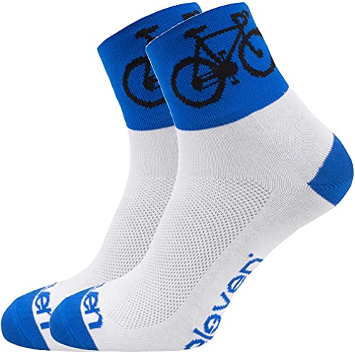 Socken mit Fahrrädern | funktionelle Sportsocken für Radfahren ELEVEN Howa | Road (Road Blue & White, M (EU 39-41)) von Eleven Sportswear