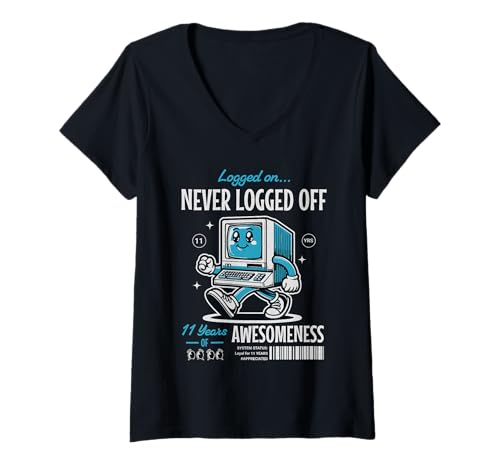 Damen 11 Jahre Arbeitsjubiläum Lustiger Meilenstein der Computer-Firma T-Shirt mit V-Ausschnitt Damen 11 Jahre Arbeitsjubiläum Lustiger Meilenstein der Computer-Firma T-Shirt mit V-Ausschnitt von Eleven Years of Service Employee Staff Co-Worker