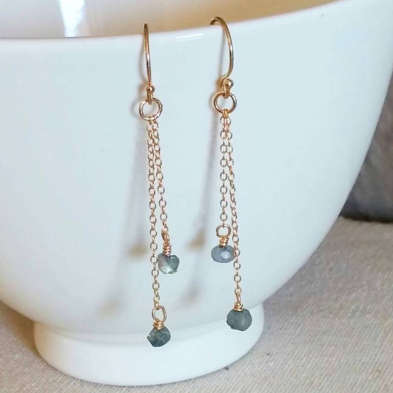 Labradorit Edelstein Tropfen Ohrringe. 14 K Goldgefüllt Oder Sterling Silber von ElevenDreams