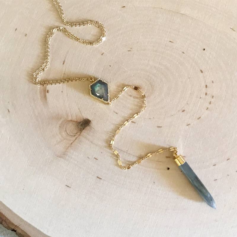 Labradorit Spike Und Cz Lange Lariathalskette von ElevenDreams