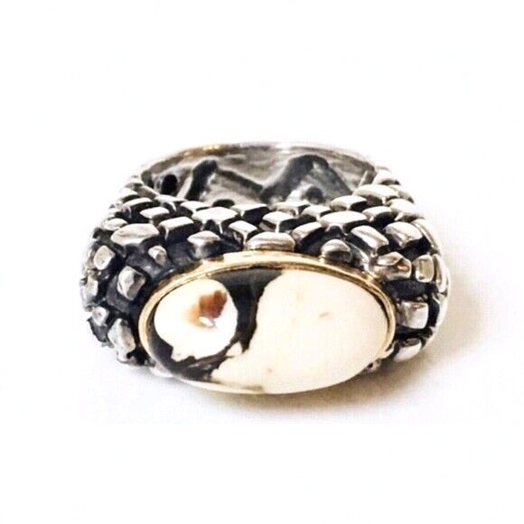 Dian Malouf 925 Sterling Silber & 585 14K Gold Holz Statement Ring von ElevenRosesBoutique