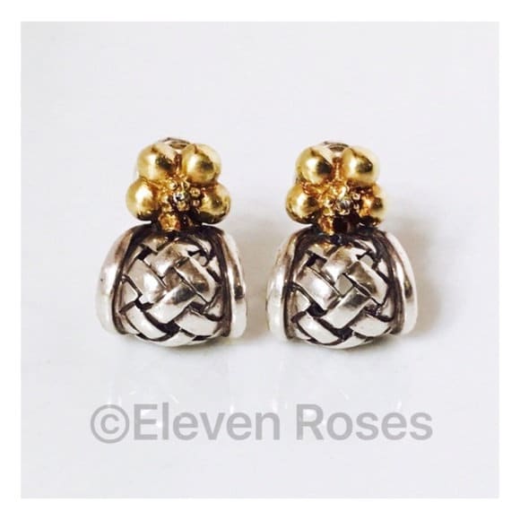 Gebraucht Saint Sarah Jane Tuileries Mabel Blossom Ohrringe Diamant Gewebte Huggie Hoop 925 Sterling Silber 750 Gold von ElevenRosesBoutique