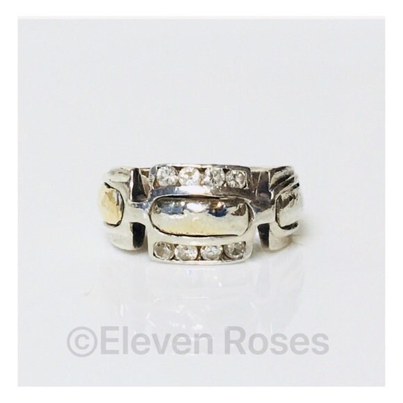 Gehämmert Design Ring 925 Sterling Silber 750 Gold Gelbgold Gratis Versand von ElevenRosesBoutique