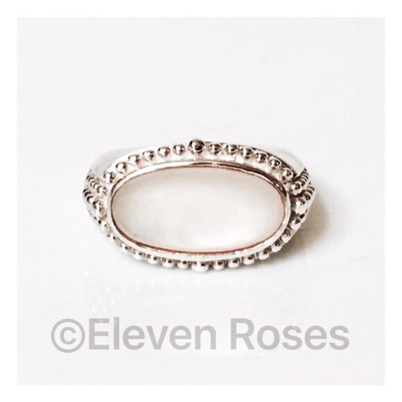 Große 925 Sterling Silber Perlmutt Perle Mop Ost West Statement Ring Kostenloser Us Versand von ElevenRosesBoutique