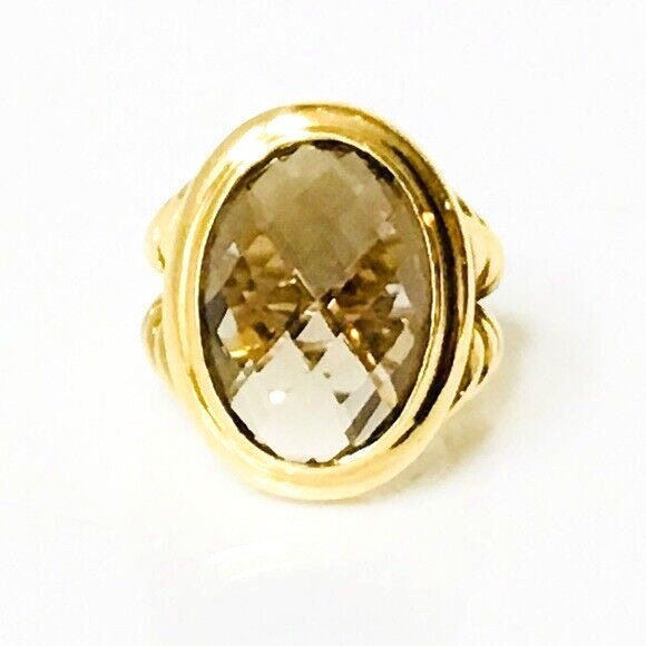 Yurman Signature Rauchquarz Oval Ring Massiv 750 18K Gold Kostenloser Us Versand von ElevenRosesBoutique