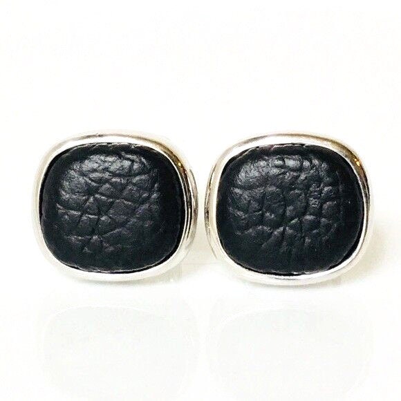 Yurman Sterling Silber Schwarz Leder Kissen Manschettenknöpfe von ElevenRosesBoutique