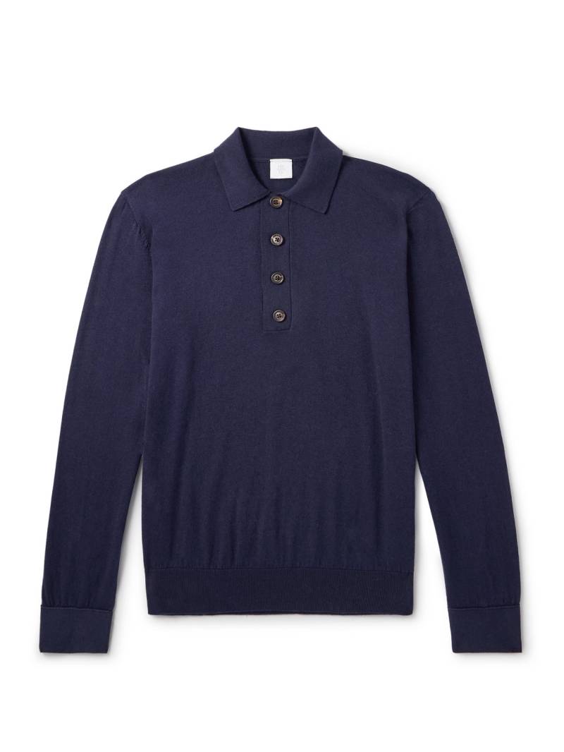 Eleventy - Slim-Fit Cotton and Cashmere-Blend Polo Shirt - Men - Blue - S von Eleventy