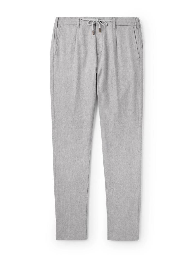 Eleventy - Slim-Fit Straight-Leg Pleated Stretch Wool and Cashmere-Blend Drawstring Trousers - Men - Gray - UK/US 31 von Eleventy