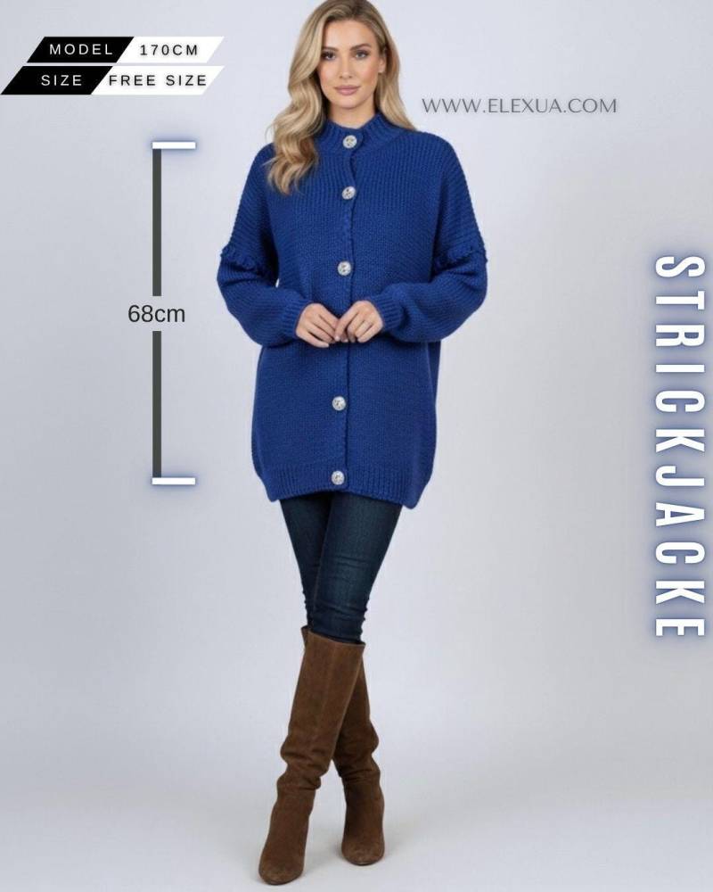 Oversized Damen Strickjacke Mit Glanzknöpfen | Kuscheliger Cardigan Für Herbst & Winter Einheitsgröße Oversized Damen Strickjacke Mit Glanzknöpfen | Kuscheliger Cardigan Für Herbst & Winter Einheitsgröße von Elexua