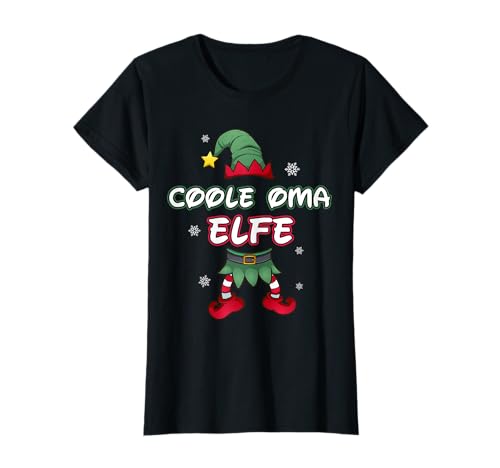 Elf Familienoutfit Familien tshirt für Weihnachten Damen T-Shirt Schwarz Kurzarm Klassische Passform Coole Oma Elfe Weihnachtsoutfit Partnerlook Weihnachten T-Shirt S von Elf Familienoutfit Familien tshirt für Weihnachten
