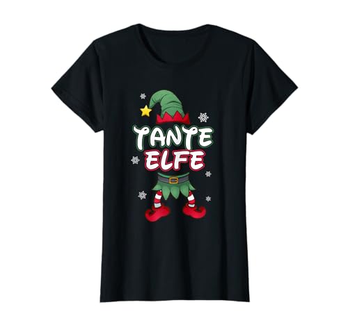 Elf Familienoutfit Familien tshirt für Weihnachten Damen T-Shirt Schwarz S Kurzarm Klassische Passform Weihnachten Cartoons von Elf Familienoutfit Familien tshirt für Weihnachten