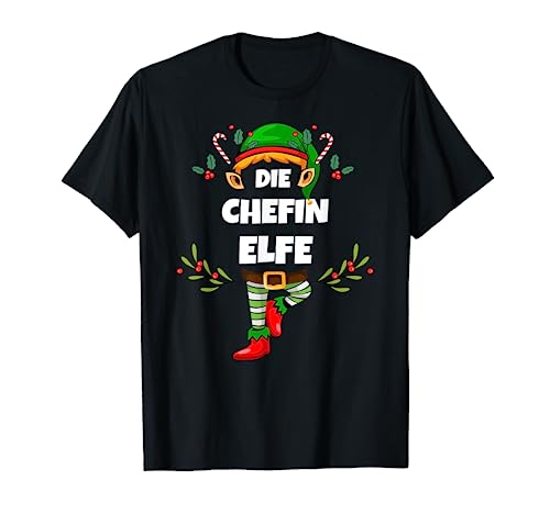 Chefin Elf Lustiges Damen Weihnachts-Elf Xmas Design T-Shirt von Elf Geschenk Weihnachten Outfit im Partnerlook