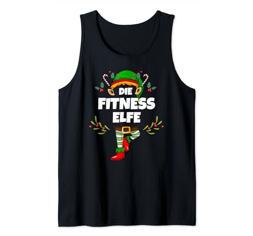 Fitness Elfe Lustiges Weihnachten Elf Sport Fitness Damen Tank Top von Elf Geschenk Weihnachten Outfit im Partnerlook