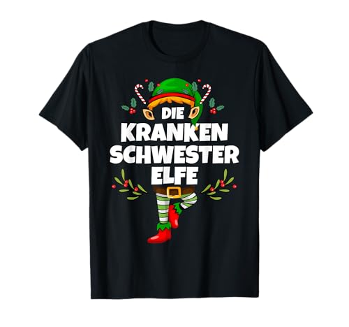Krankenschwester Elfe Witziges Weihnachten Elf Damen T-Shirt von Elf Geschenk Weihnachten Outfit im Partnerlook