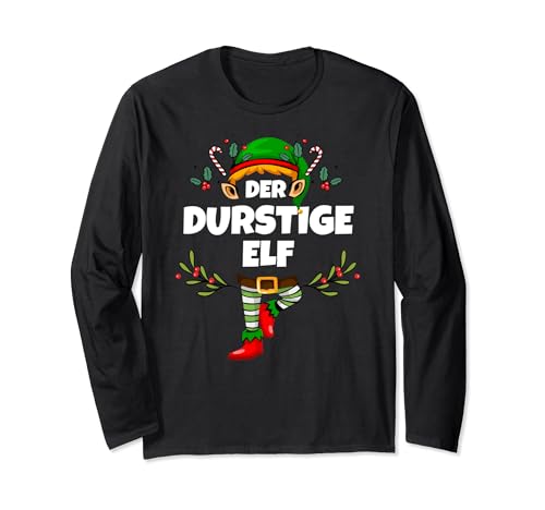 Durstiger Elf Weihnachten Bier Elf Durstig Herren Langarmshirt von Elf Geschenk Weihnachten Outfit im Partnerlook